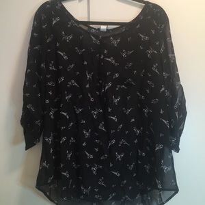Torrid bird print sheer blouse size 2
